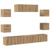 vidaXL 7-delig Tv-meubelset wandmontage bewerkt hout artisanaal eiken