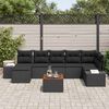 vidaXL Tuinbankenset met kussen 8 pcs Zwart poly rattan