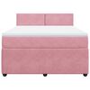 vidaXL Boxspring met matras fluweel roze 140x200 cm