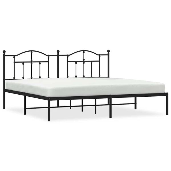 vidaXL Bedframe met hoofdbord metaal zwart 193x203 cm