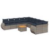vidaXL 11-delige tuinbankset met kussens, grijs polyrotan