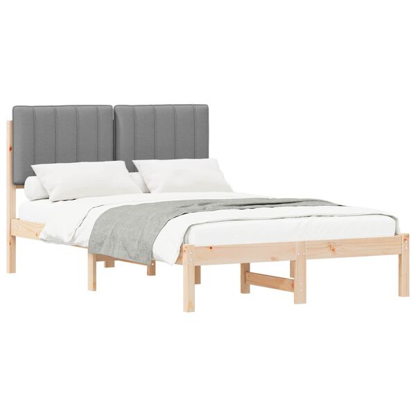 vidaXL Bedframe met Gevoerd Hoofdgedeelte Lichtgrijs 120 x 190 cm