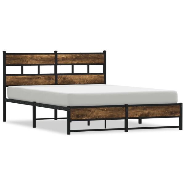 vidaXL Bedframe zonder matras metaal gerookt eikenkleurig 160x200 cm