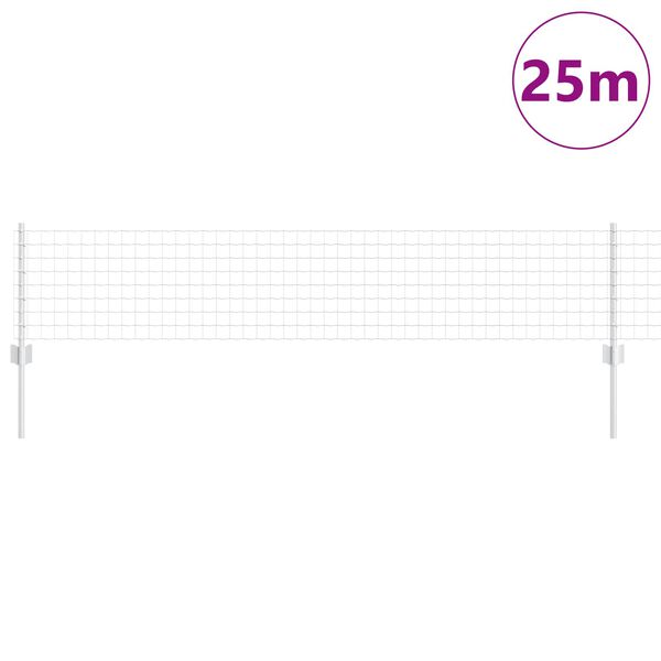 vidaXL Hek met Paal Zilver 0,4 x 25 m Staal