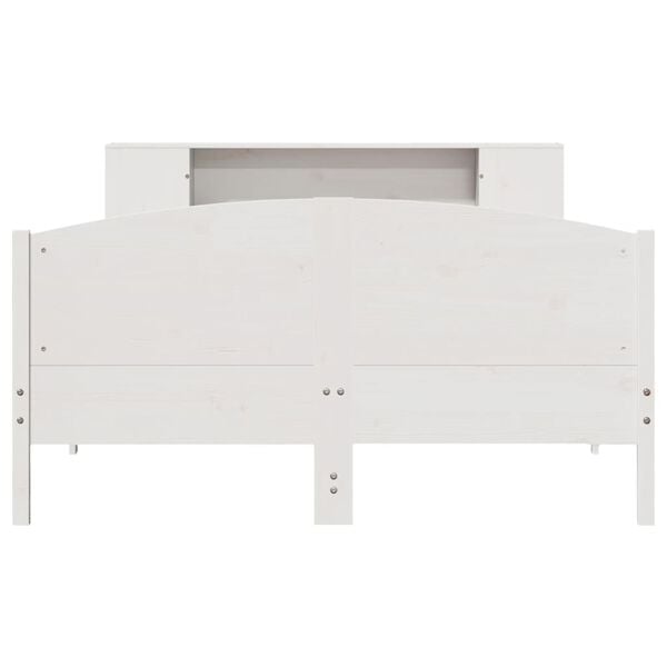 vidaXL Bed met boekenkast zonder matras grenenhout wit 140x190 cm
