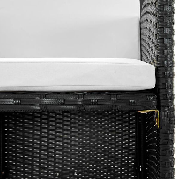 vidaXL 5-delige Tuinset met kussens poly rattan zwart