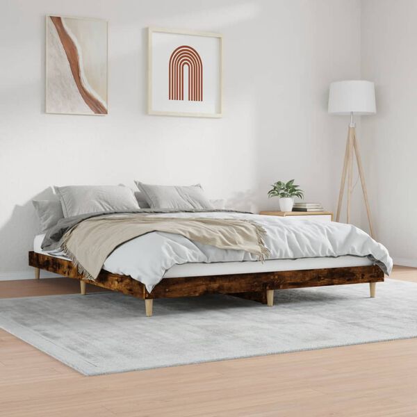 vidaXL Bedframe zonder matras hout gerookt eikenkleurig 140x200 cm