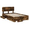 vidaXL Bedframe met hoofdeinde Gerookt eiken 120 x 190 cm Bewerkt hout