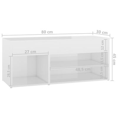 vidaXL Schoenenbank 80x30x45 cm bewerkt hout hoogglans wit