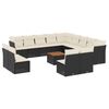 vidaXL 14-delige Loungeset met kussens poly rattan zwart