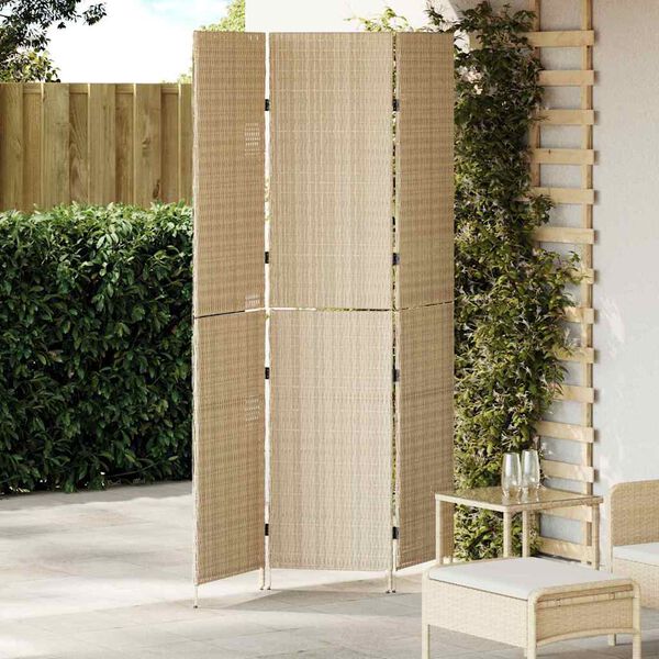 vidaXL Kamerverdeler Beige 146 x 200 cm poly rattan