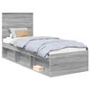 vidaXL Bedframe Grijs Sonoma 75 x 190 cm Massief grenenhout