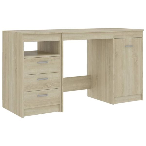 vidaXL Bureau 140x50x76 cm bewerkt hout sonoma eikenkleurig