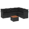 vidaXL 7-delige Loungeset met kussens poly rattan zwart