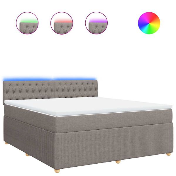 vidaXL Boxspring met matras stof taupe 180x200 cm