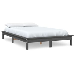 vidaXL Bedframe massief grenenhout grijs 160x200 cm