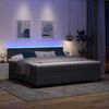 vidaXL LED Box Spring Bed Donkergrijs en Wit 200 x 200 cm Katoen Stof