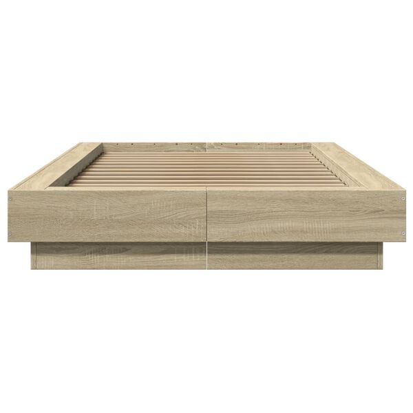 vidaXL Bedframe bewerkt hout sonoma eikenkleurig 75x190 cm