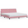 vidaXL Bedframe met LED zonder matras fluweel roze 200x200 cm