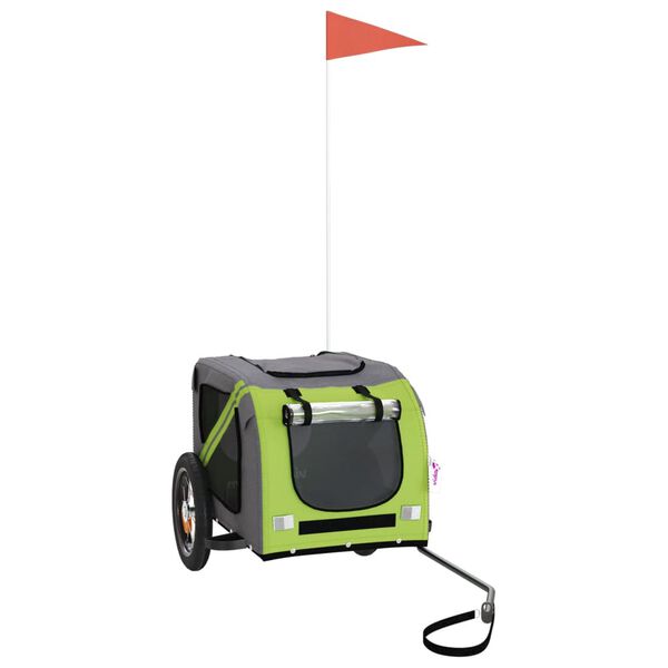 vidaXL Hondenfietstrailer oxford stof en ijzer groen en grijs