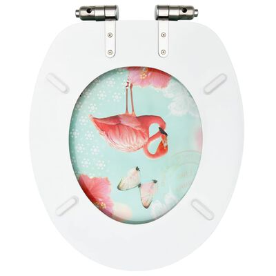 vidaXL Toiletbrillen met soft-close deksel 2 st flamingo MDF