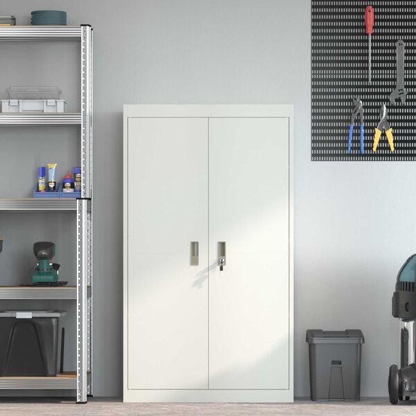 vidaXL Opbergkast 2 pcs Wit 80 x 40 x 140 cm Koudgewalst Staal