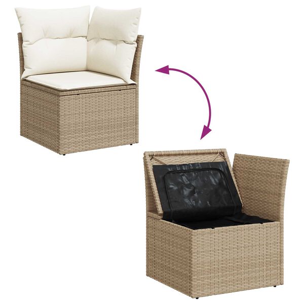 vidaXL Tuinbankenset met kussen 8 pcs Beige en Wit poly rattan