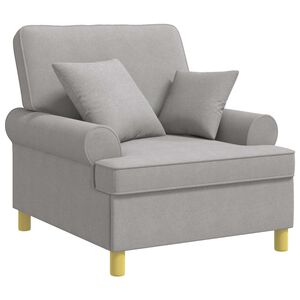 vidaXL XL fauteuil met kussens Wolkengrijs Stof