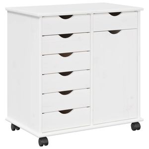 vidaXL Rolling Kast met wiel Wit 63,5 x 39 x 65,5 cm Massief Vurenhout