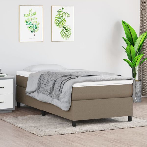 vidaXL Boxspring met matras stof taupe 90x190 cm
