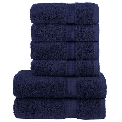 vidaXL 6-delige Handdoekenset 600 g/m² 100% katoen marineblauw