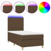 vidaXL Boxspring met matras en LED stof donkerbruin 100x200 cm