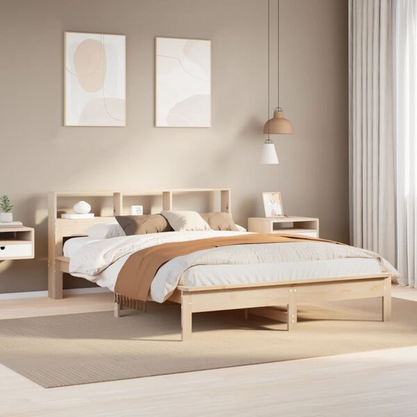 vidaXL Bed met boekenkast zonder matras massief grenenhout 120x190 cm