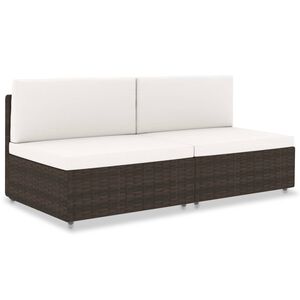 vidaXL Tweezitsbank sectioneel poly rattan bruin