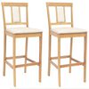vidaXL Barkruk 2 st Natuurlijk en Beige Massief Rubberhout en Stof