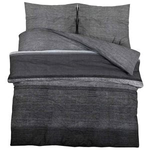 vidaXL Dekbedovertrekset 220x240 cm katoen donkergrijs en zwart