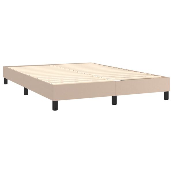 vidaXL Boxspring met matras kunstleer cappuccinokleurig 140x190 cm