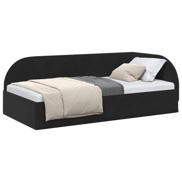 vidaXL Hoekbedframe met hoofdeinde Zwart 90 cm x 190 cm Fluweel