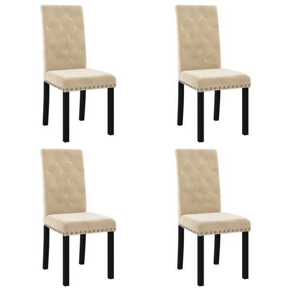 vidaXL Eetkamerstoelen 4 st fluweel cr&egrave;mekleurig