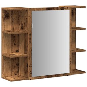 vidaXL Badkamerspiegelkast 80x20,5x64 cm bewerkt hout oud houtkleurig