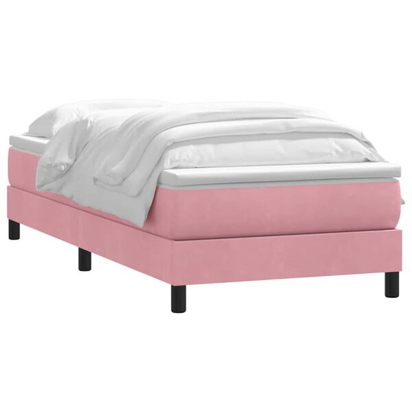 vidaXL Boxspring met matras fluweel roze 90x220 cm