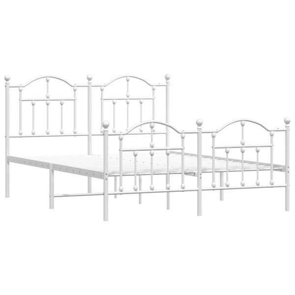 vidaXL Bedframe met hoofd- en voeteneinde metaal wit 150x200 cm