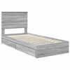 vidaXL Opslag bed met hoofdeinde Grijs Sonoma 90 x 190 cm Bewerkt hout