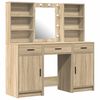 vidaXL Make-up tafel set met LED 3 pcs Sonoma Eiken Bewerkt hout