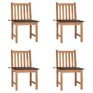 vidaXL Tuinstoelen 4 st met kussens massief teakhout