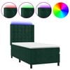 vidaXL Boxspring met matras en LED fluweel donkergroen 90x190 cm