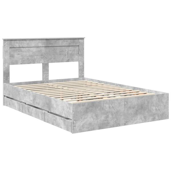 vidaXL Bedframe met lade Beton Grijs 140 x 200 cm Ingenieurshout