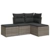 vidaXL 4-delige Loungeset met kussens poly rattan grijs