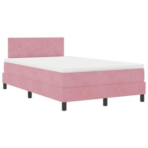 vidaXL LED Box Spring Bed met matras met LED Roze 120 x 190 cm Fluweel