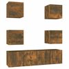 vidaXL 6-delige Tv-meubelset bewerkt hout gerookt eikenkleurig